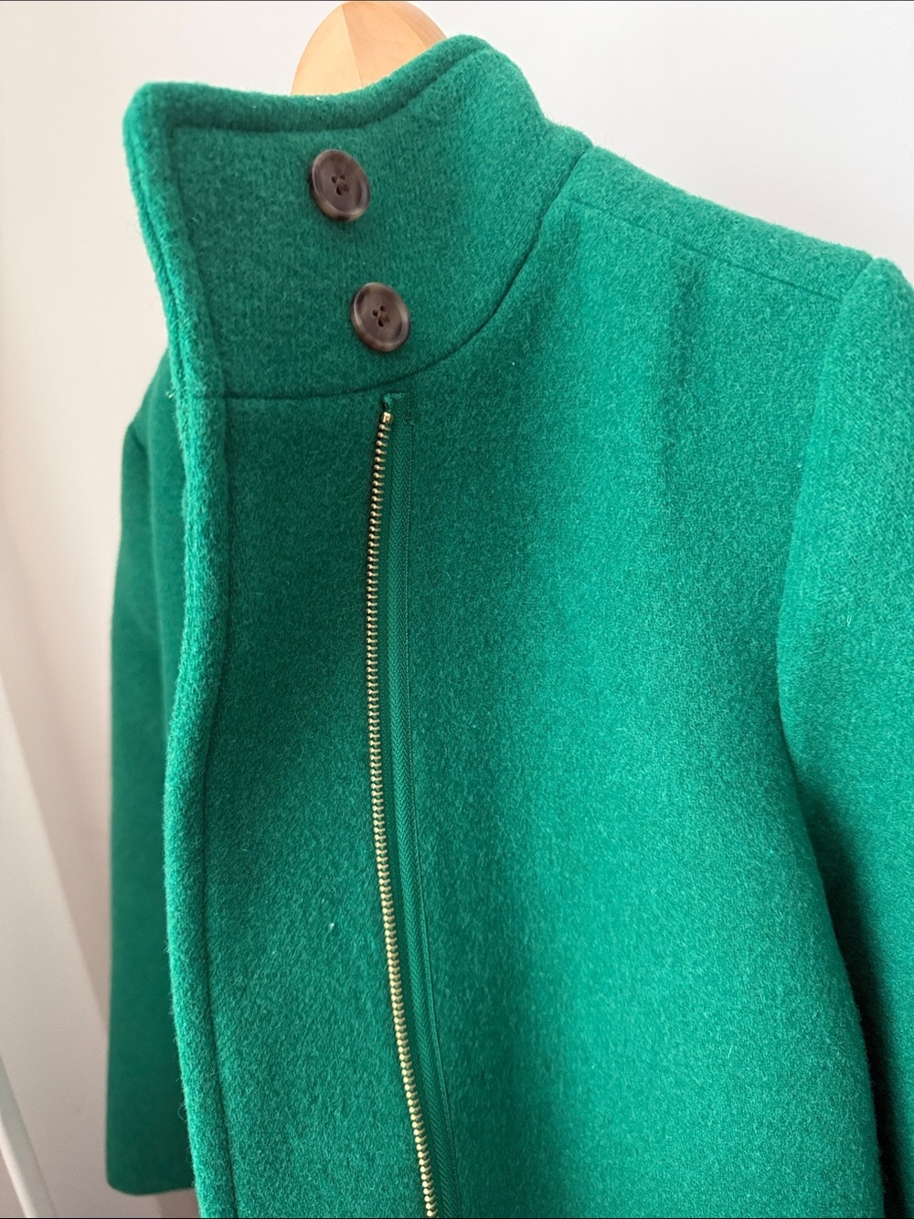 J. Crew Emerald Green Wool Zip-Front Pea Coat Size 6 - Picture 5 of 13